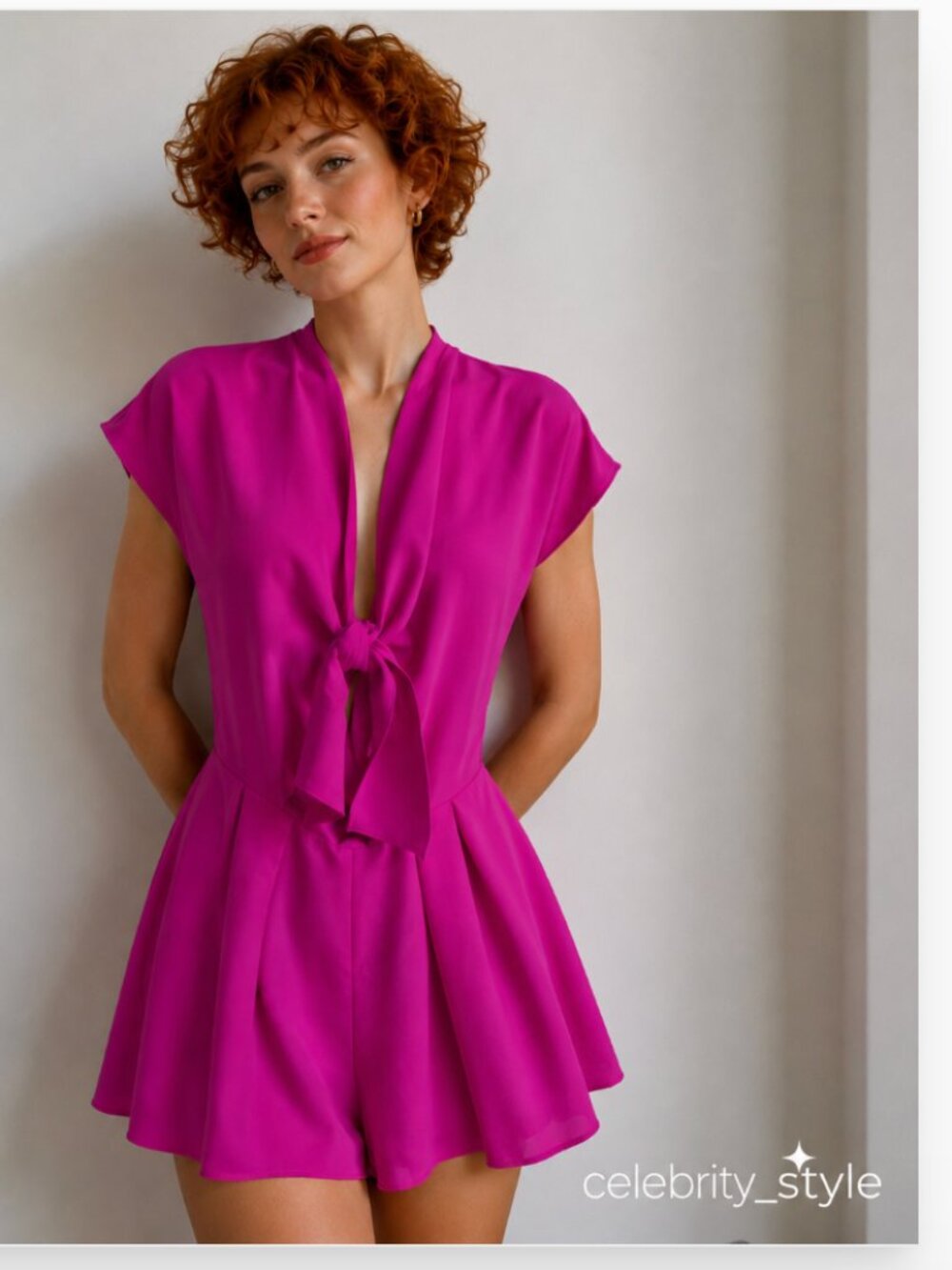 NWT Jay Godfrey Summer  Fuchsia Cutout Tie-Front Romper | Open Back | Size 4